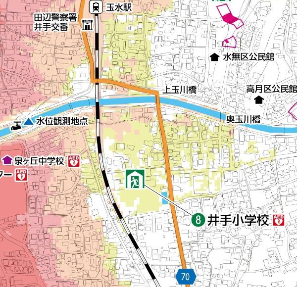 井手小学校周辺の詳しい図