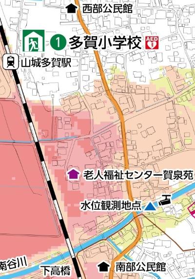 多賀小学校周辺の詳しい地図