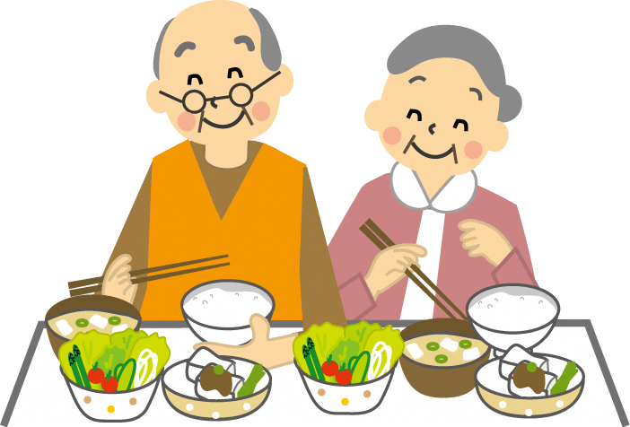 老夫婦の食事風景
