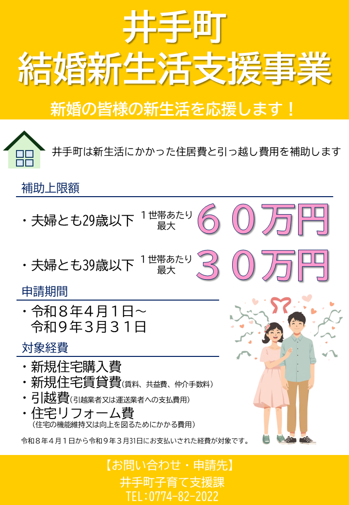 井手町結婚新生活支援事業チラシ（表）
